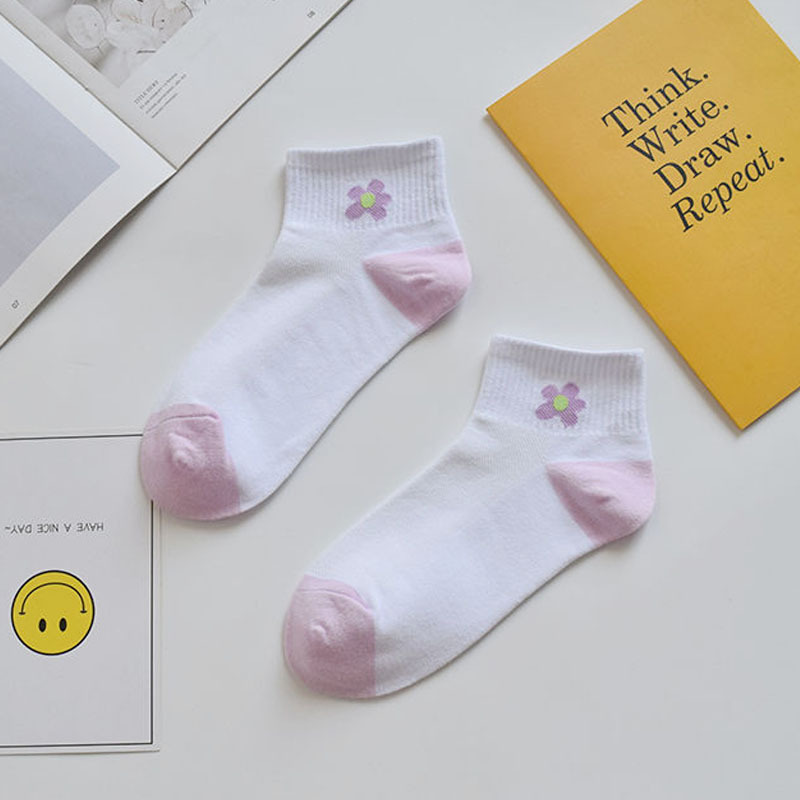 Japanese Small Fresh Female Socks Female Socks Shallow Mouth Mesh Cotton Summer Thin Models Female Flowers Socks